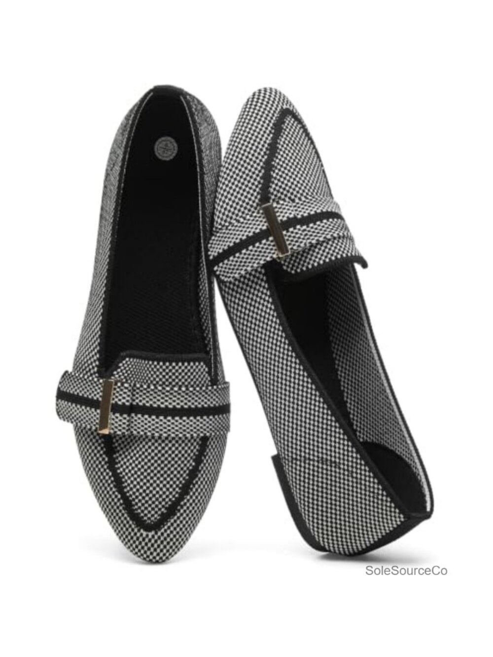 Women's Slip On Ballet Flats Knit Business Loafers Pointed Toe Machine Washable